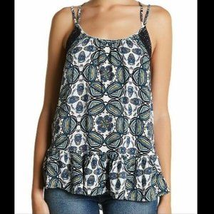 Melrose & Market Printed Lace Trim Strappy Tank